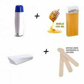 KIT SCALDACERA: RICARICA AL MIELE, 100 PZ SPATOLE IN LEGNO, 100 PZ STRISCE PER EPILAZIONE 0000000000Teriam