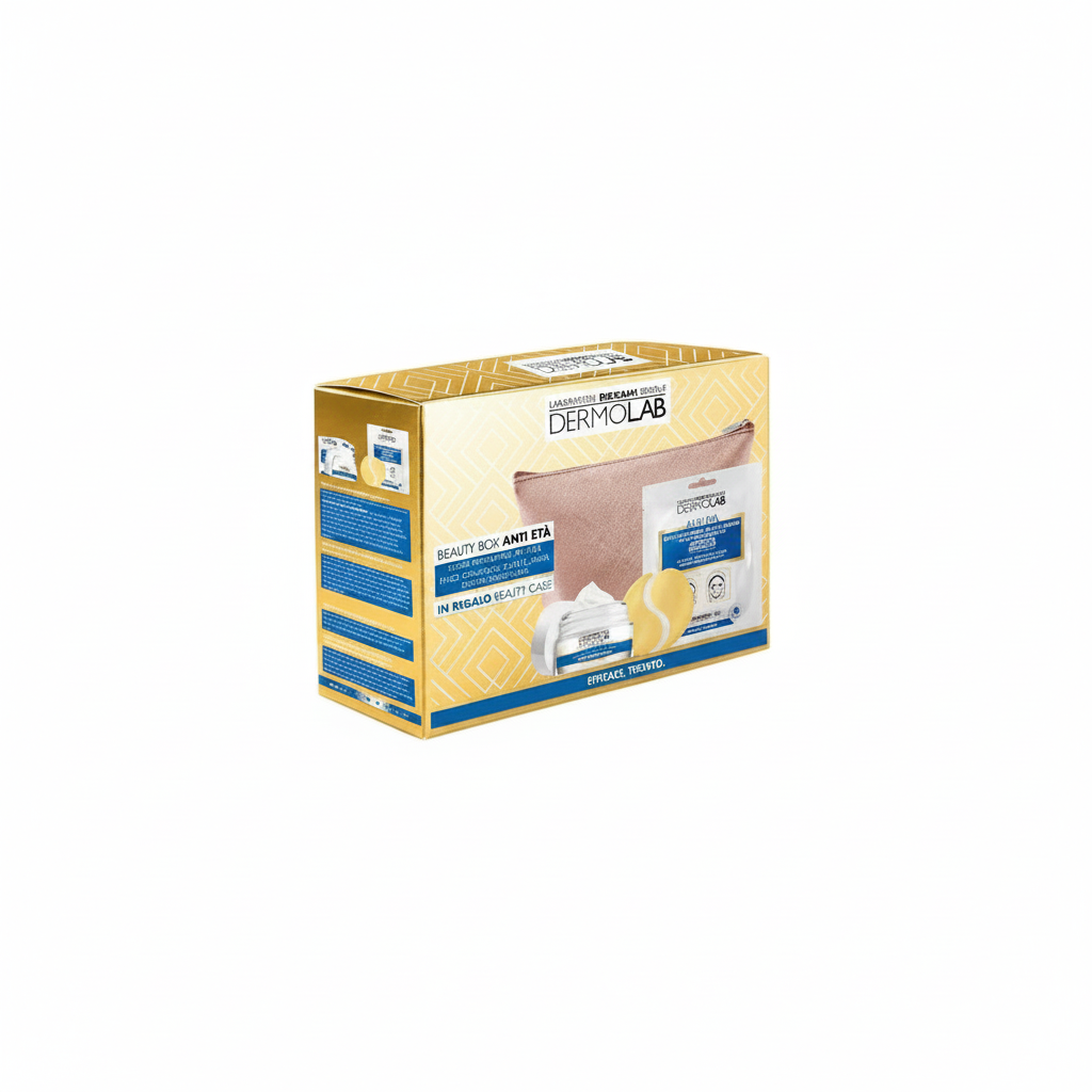 DERMOLAB BEAUTY BOX ANTI ETA' CREMA RIMPOLPANTE 50ML + PATCH CONTORNO OCCHI E LABBRA + BEAUTY CASE